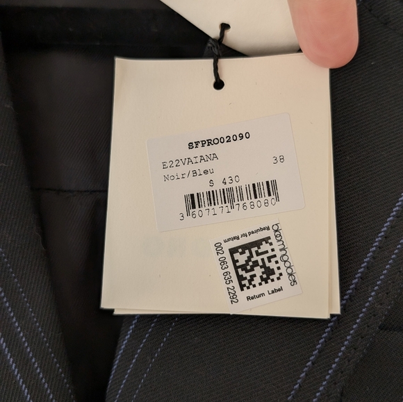 NWT Sandro Vaiana Stripe Tailored Wool Sleeveless Blazer Dress, size 38 - Picture 5 of 12